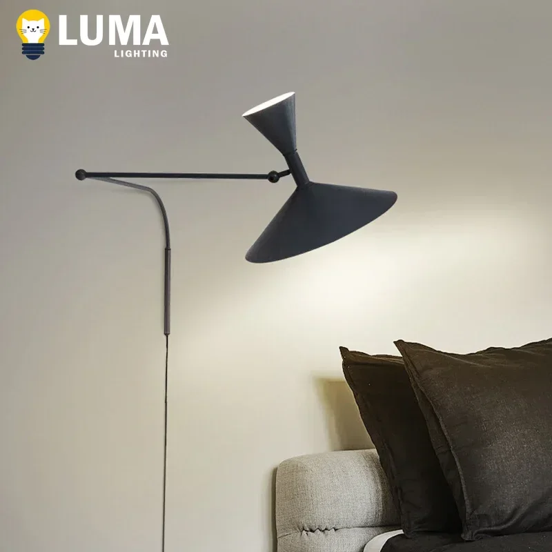 الرجعية الصناعية سوينغ الذراع الجدار الشمعدان الحديثة مصمم مصباح معدني لغرفة المعيشة غرفة نوم السرير غرفة الدراسة تركيبة إضاءة