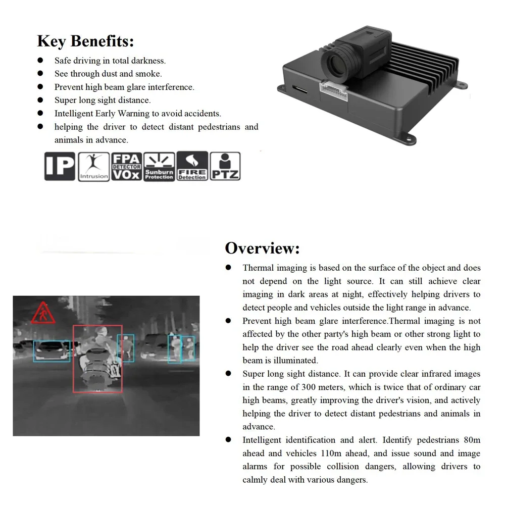 AGT- VTC256 Vehicle Mounted Thermal Imaging Camera 256×192 Car Thermal Imager Infrared Thermal Camera For Vehicle