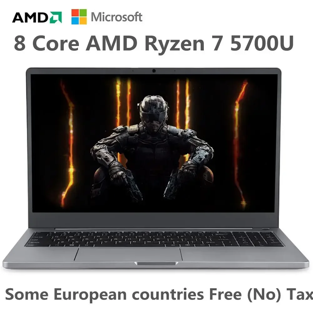 AMD Ryzen 7 5700U 15.6 Inch Powerful Gaming Laptops Max Ram 64GB DDR4 MAX Rom 4TB SSD Windows10 11 Pro Notebook Bluetooth WIFI