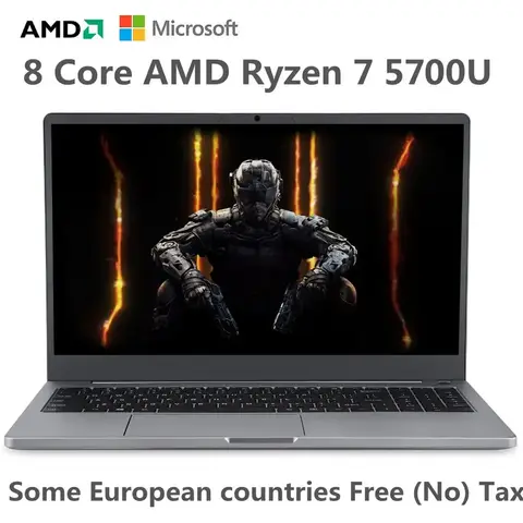 AMD Ryzen 7 5700U 15.6 인치 강력한 게이밍 노트북, 최대 램 64GB DDR4 최대 롬 4TB SSD, 윈도우 10 11 프로 노트북, 블루투스 와이파이