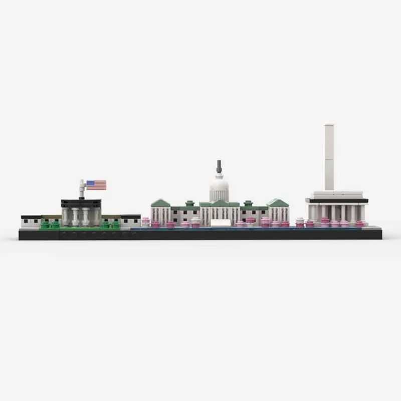 MOC Washington Skyline Architecture Building Block Assembling Street View Set Model Desktop Decoration Toys Bricks Holiday Gifts