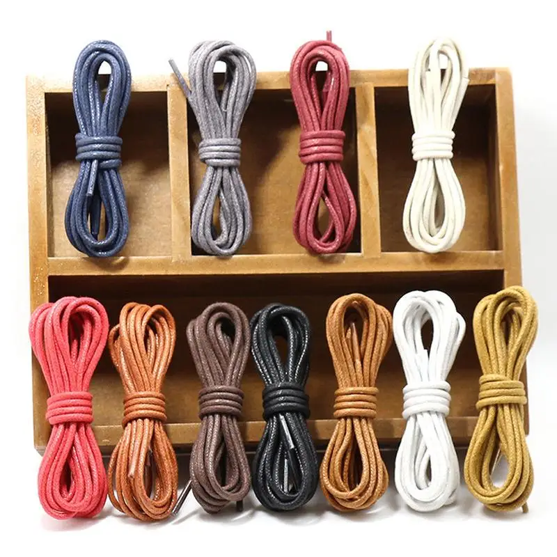 1Pair Cotton Waxed Shoelaces Round Oxford Shoe Laces  Boots Laces Waterproof Leather Shoelace Women Men Shoes Accessories