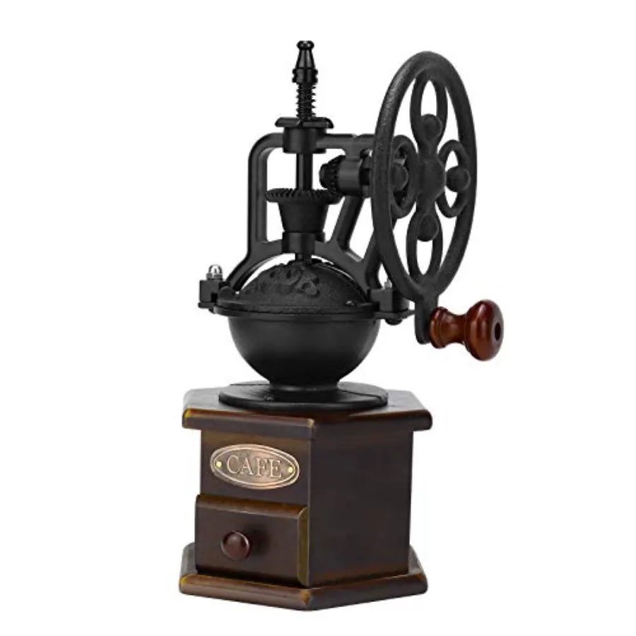

Manual Coffee Grinder, Wooden Coffee Bean Grinder with Cast Iron Hand Crank, Antique Design, Perfect for Home, Rustic, Coffee S