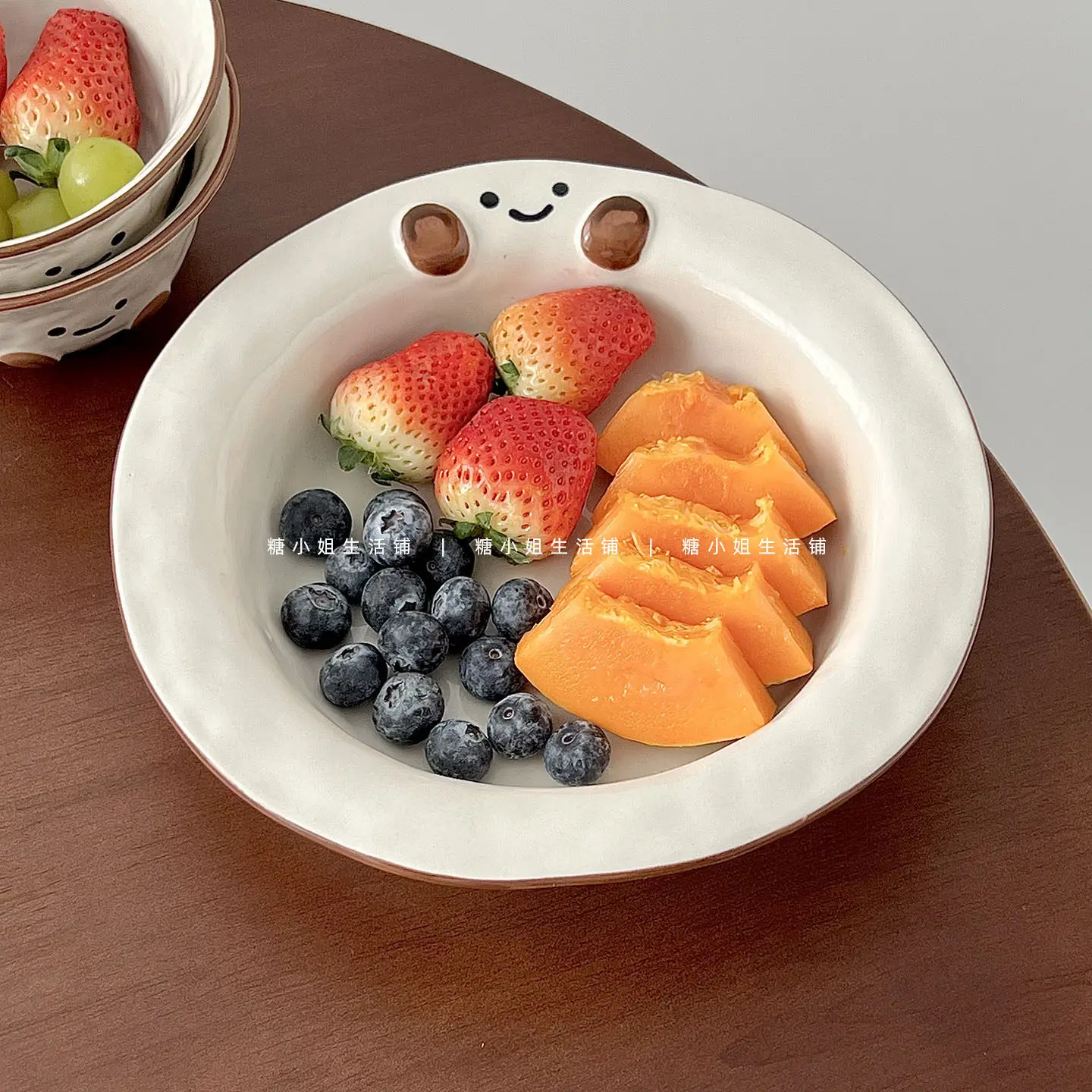 Korean Style Cute Dinner Plates Ins Household Glazed Colorful Ceramics Tableware Simple Patchwork Fruit Salad Deep Plate