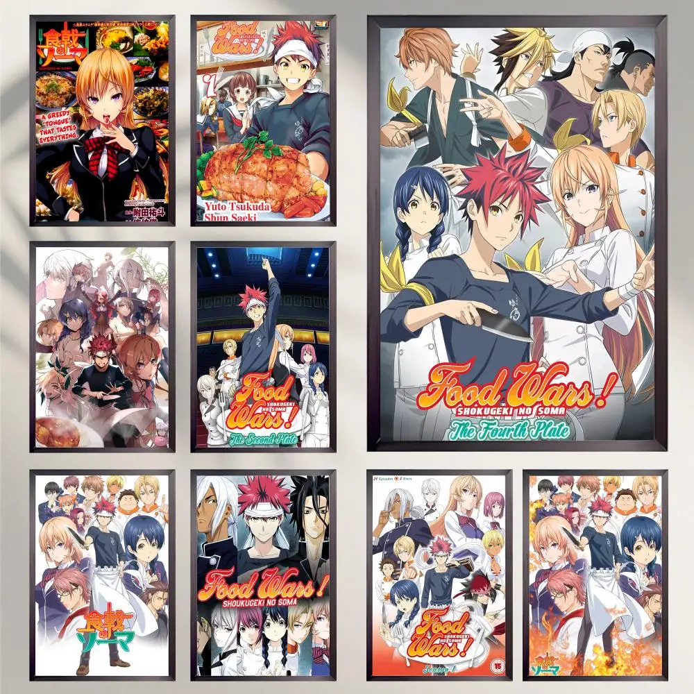 Póster de anime Food Wars Shokugeki no Soma HD, decoración de pared impermeable versátil, autoadhesiva, perfecta para cualquier habitación y regalo Ideal