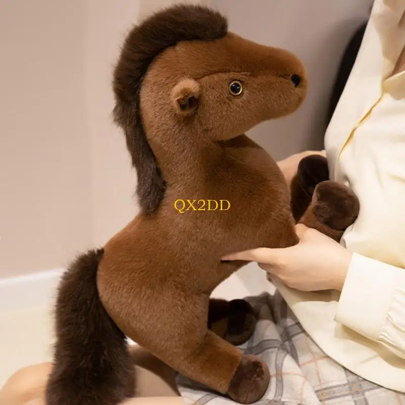 QX2D Horse Year Plush Animal Horse Auspicious Symbol Soft Stuffed Animals Toy For Home Office Decoration And Good Luck Gift