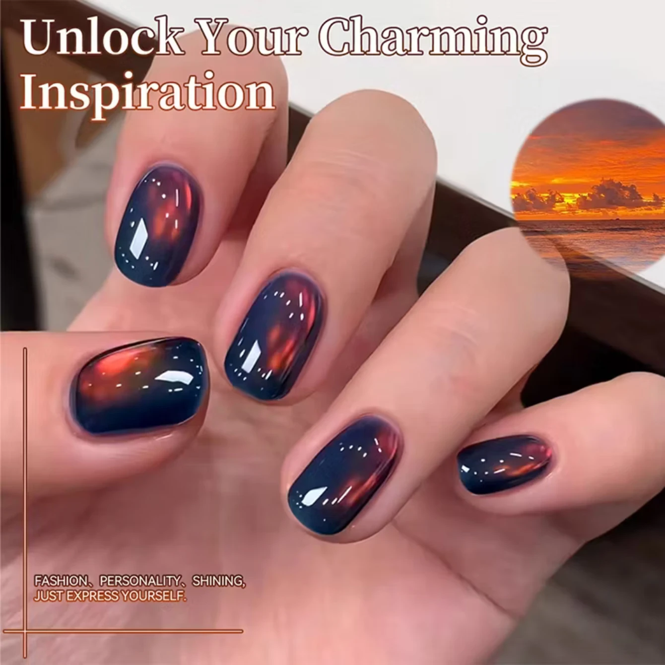 

Гель-лак MIANEL 10 мл Summer Sunset Gold Cat Eye, сатиновый, с эффектом стеклянных бусин, красный, для дизайна ногтей