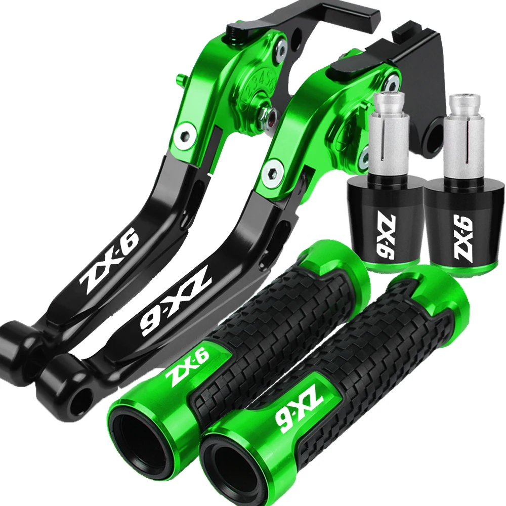 

For KAWASAKI ZX6R ZX6RR 2000 2001 2002 2003 2004 Motorcycle Adjustable Brake Clutch Levers 22mm Handlebar grips ends ZX6 R/RR