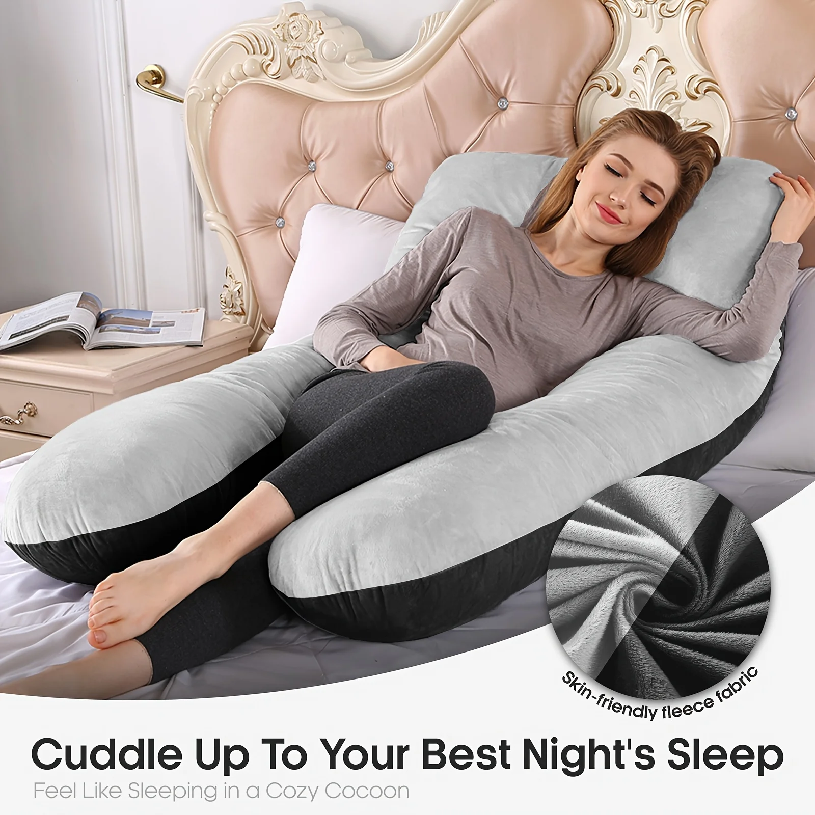 Ergonomic U Shape Pillow for Neck and Back Support, Maternity Pregnancy Body Pillow, Office Travel Sleeping Cushion for Adults