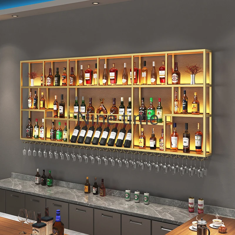 Whiskey Showcase Drinks Cabinet Wine Decoration Shelves Room Liquor Portable Bar Rack Wall Full Kitchen Luxury Metal Furniture