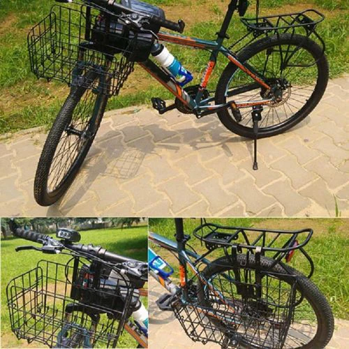 

Foldable Bike Basket Durable Metal Suitable Most Bikes Front Rear Installation Saving Space Wire Accessories Bike Rack