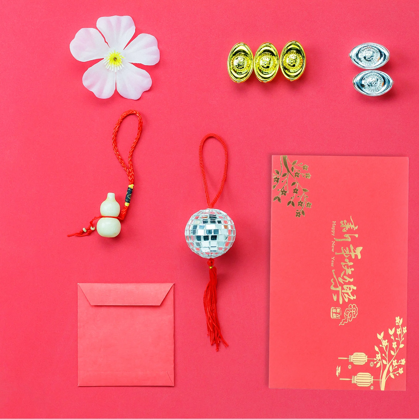 

4 Pcs Greeting Cards for New Year Spring Festival Blessing Wooden Red Party Supply Gift Staff