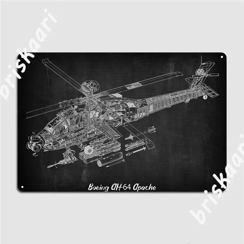 Boeing Ah64 Apache Metal Sign Poster Kitchen Designing Wall Mural Tin Sign Poster