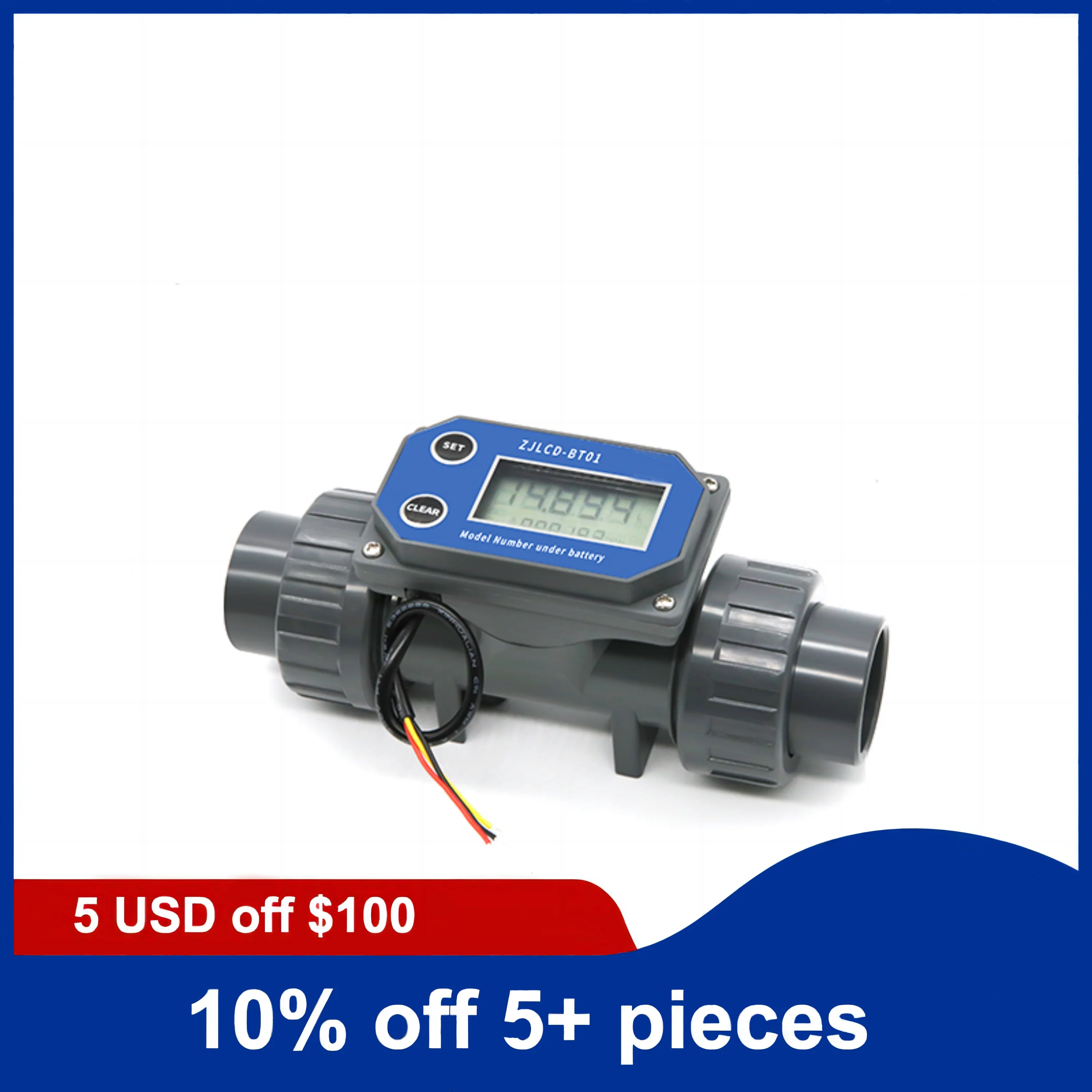 

1inch Electronic LCD Digital Display Flowmeter NPN Turbine Flow Meter PVC Pipe Liquid Water For Farm/Garden Irrigation