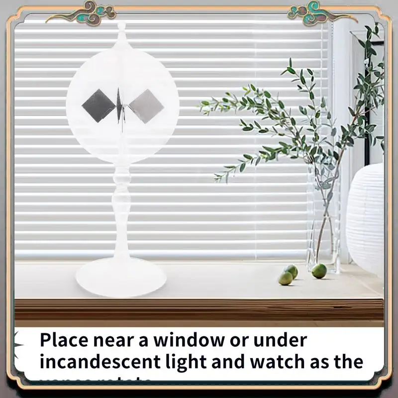 Durable 20.5Cm Glass Windmill Solar Powered Crookes Radiometer Light Mill/Educational Teaching Study Tool/Office Home Decoration
