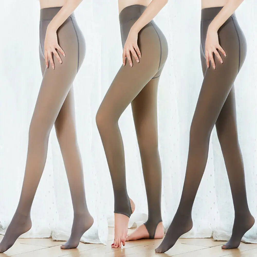 Women Winter Leggings Warm Tights Translucent Pantyhose Stockings Fleece Ladies Thermal Wool Pants Elastic Sexy High Waist Socks