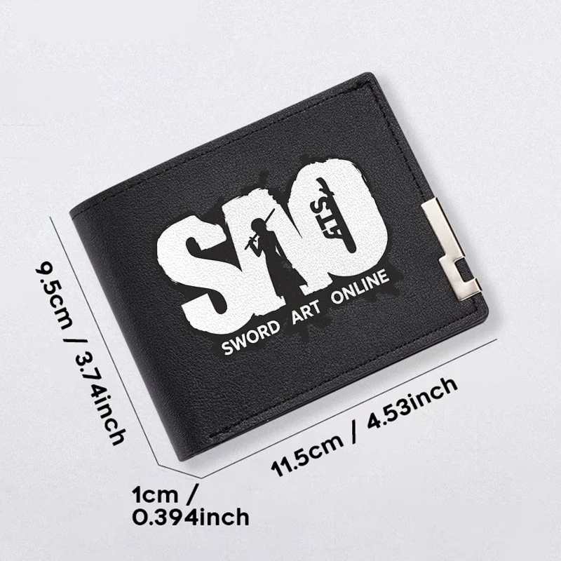 Portfel męski ze skóry PU SWORD ART ONLINE, składany na pół, w stylu biznesowym, do codziennego użytku, lekki, wytrzymały, modny dodatek.