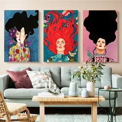 Fiori astratti ragazza capelli Vintage poster Sticky Fancy Wall Sticker per soggiorno Bar decorazione Decor Art Wall Stickers