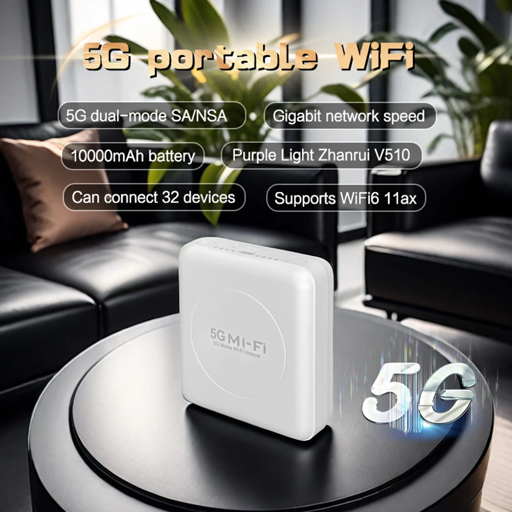 4G/5G Mobile WIFI Router 520Mbps WiFi 6 Wireless Router 10000mAh Portable Pocket MiFi Modem Mobile Hotspot with Sim Card Slot