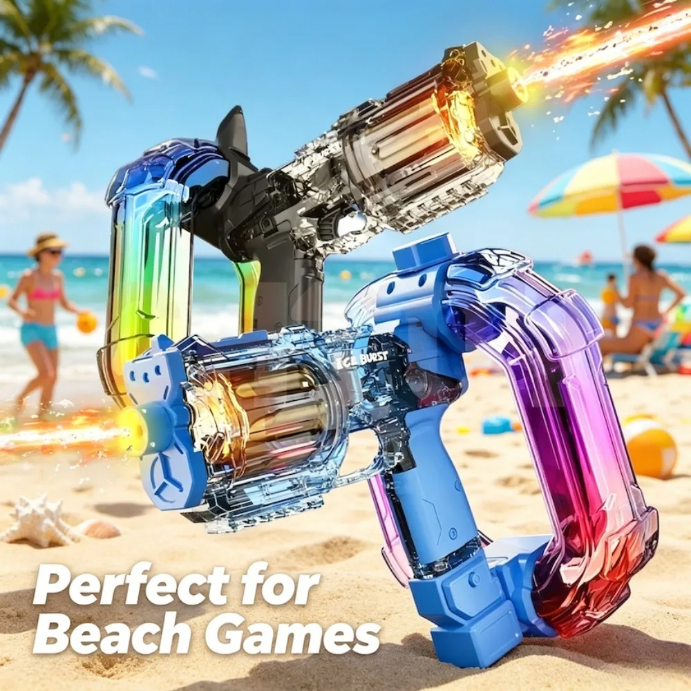 

Children Electric Revolver Water Gun Toys with Colorful Lights and Sound Effects Automatic Outdoor Summer Beach Water Toy