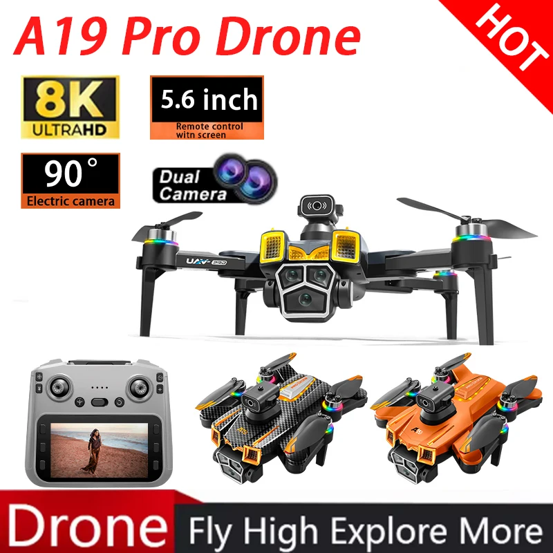 

New A19 Aerial Drone, 90 ° Electrically Adjustable Camera, Color Breathing Light, Large Screen Remote Control, The Best Gift