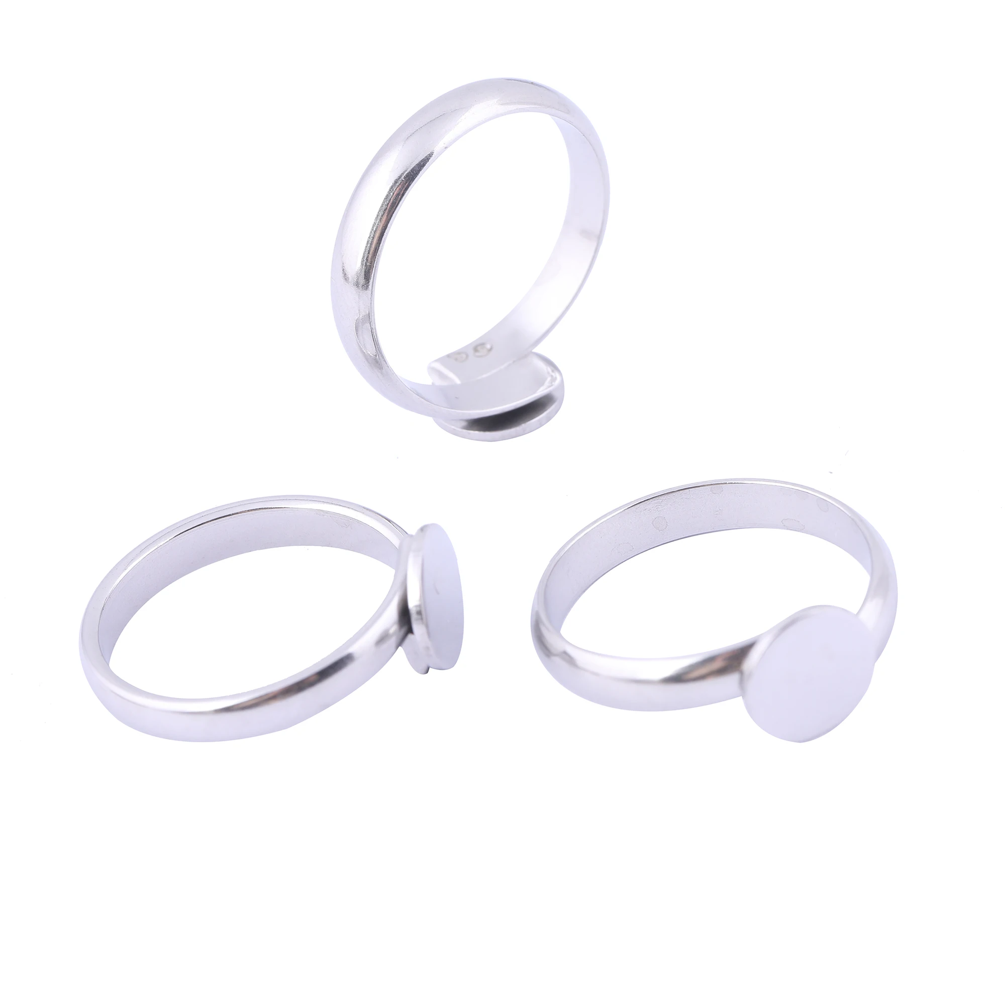 10pcs Stainless Steel Adjustable Ring Bezel Blanks 8mm 10mm 12mm Disc Pad Base Settings For Jewelry Making Supplies