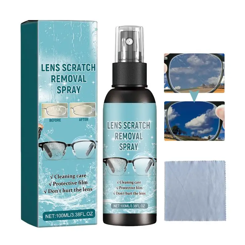 Eyeglass Lens Cleaner Spray 100ml Glasses Cleaner Spray With Lens Cleaner Cloth Glasses Cleaning Kit Gently Cleans Fingerprints