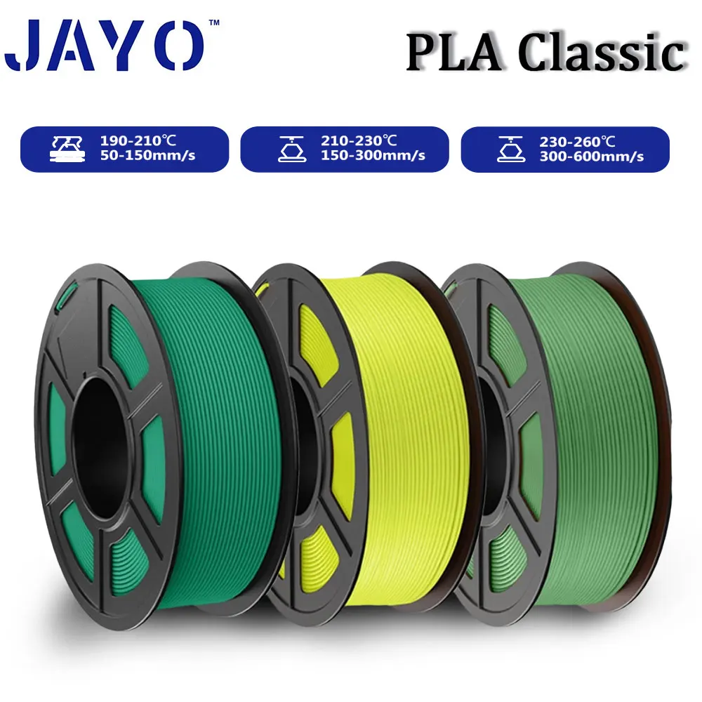 JAYO 3 Rollen PLA Matt/HS PLA Matt (=PLA Classic)/HS Matt PETG 3D-Drucker-Filament 1,75 mm, ordentlich gewickelt und ungiftiges PLA für 3D
