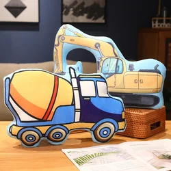 Cartoon Police Car Fire Truck Excavator Plush Toys Stuffed Doll Hug Pillows Chair Cushion Kids Children Boys Gifts Room Decor