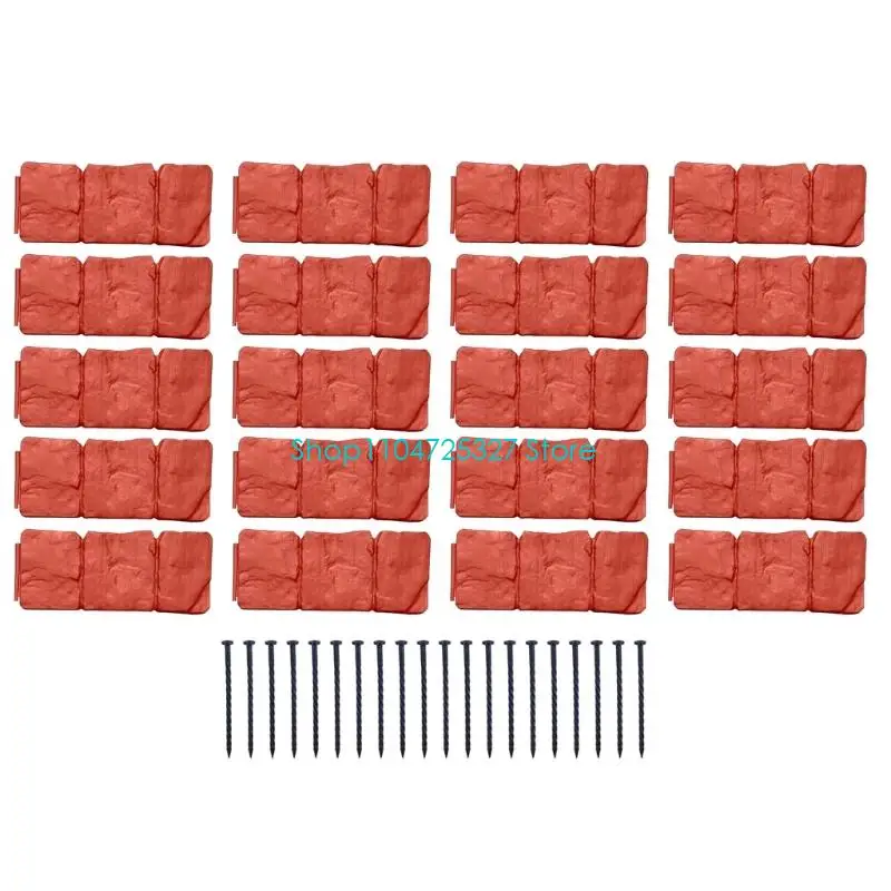 D8KF 20Pcs Garden Fence Imitation Stone Plant Support Stake Outdoor Edging Decorative Border Lawn Yard Landscape Plant Fence
