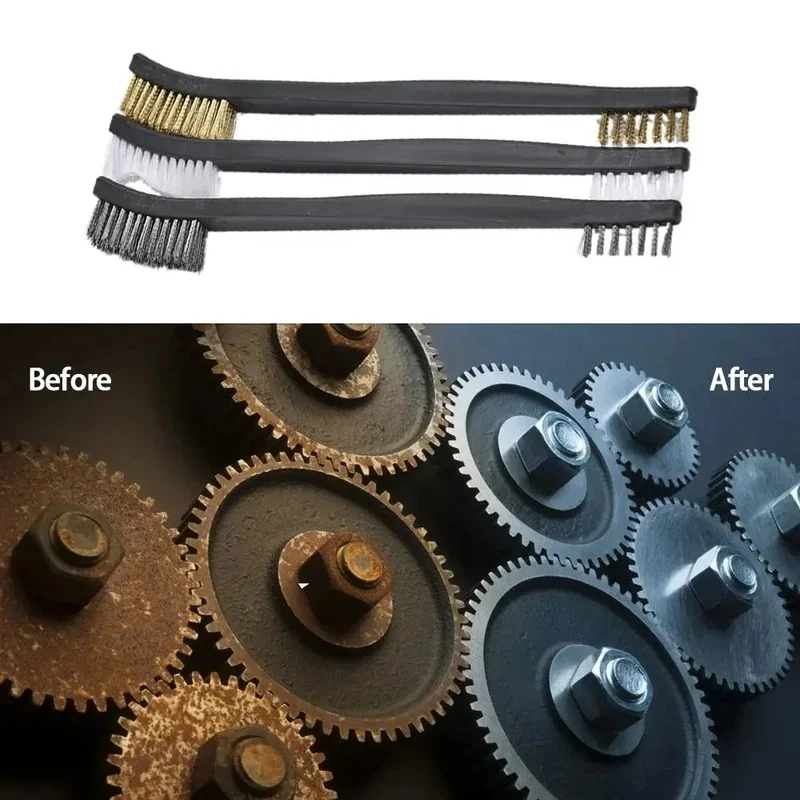 3-18pcs Mini Wire Brush Set Steel Brass Nylon Cleaning Polishing Detail Metal Rust Brush