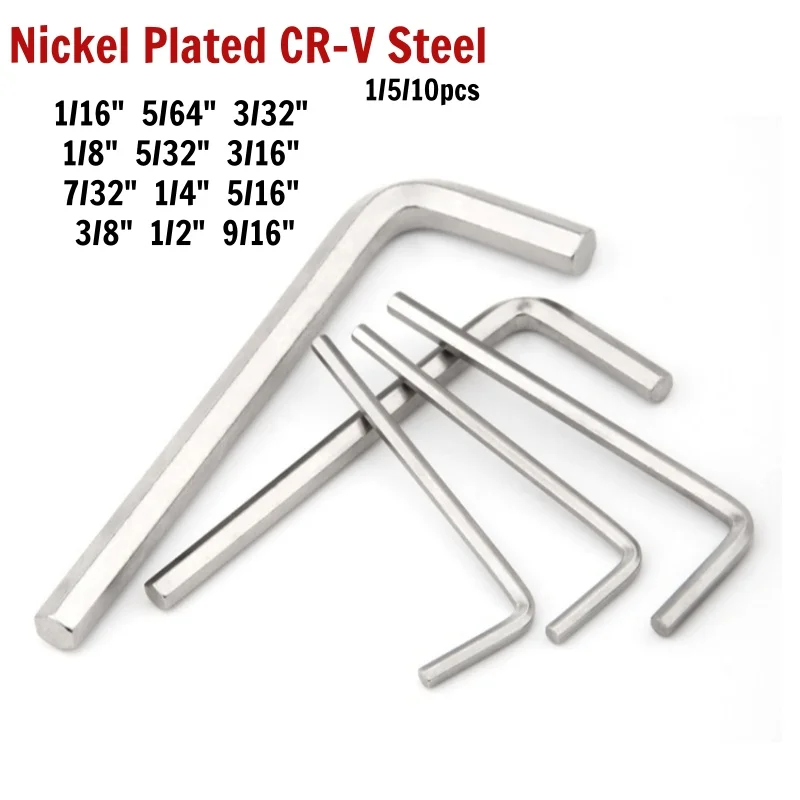 Imperial Allen Key L Shaped Silver Flat Head Hex Wrench 1/16 5/64 3/32 1/8 5/32 3/16 7/32 1/4 5/16 3/8 1/2 Vehicle Repair Tool