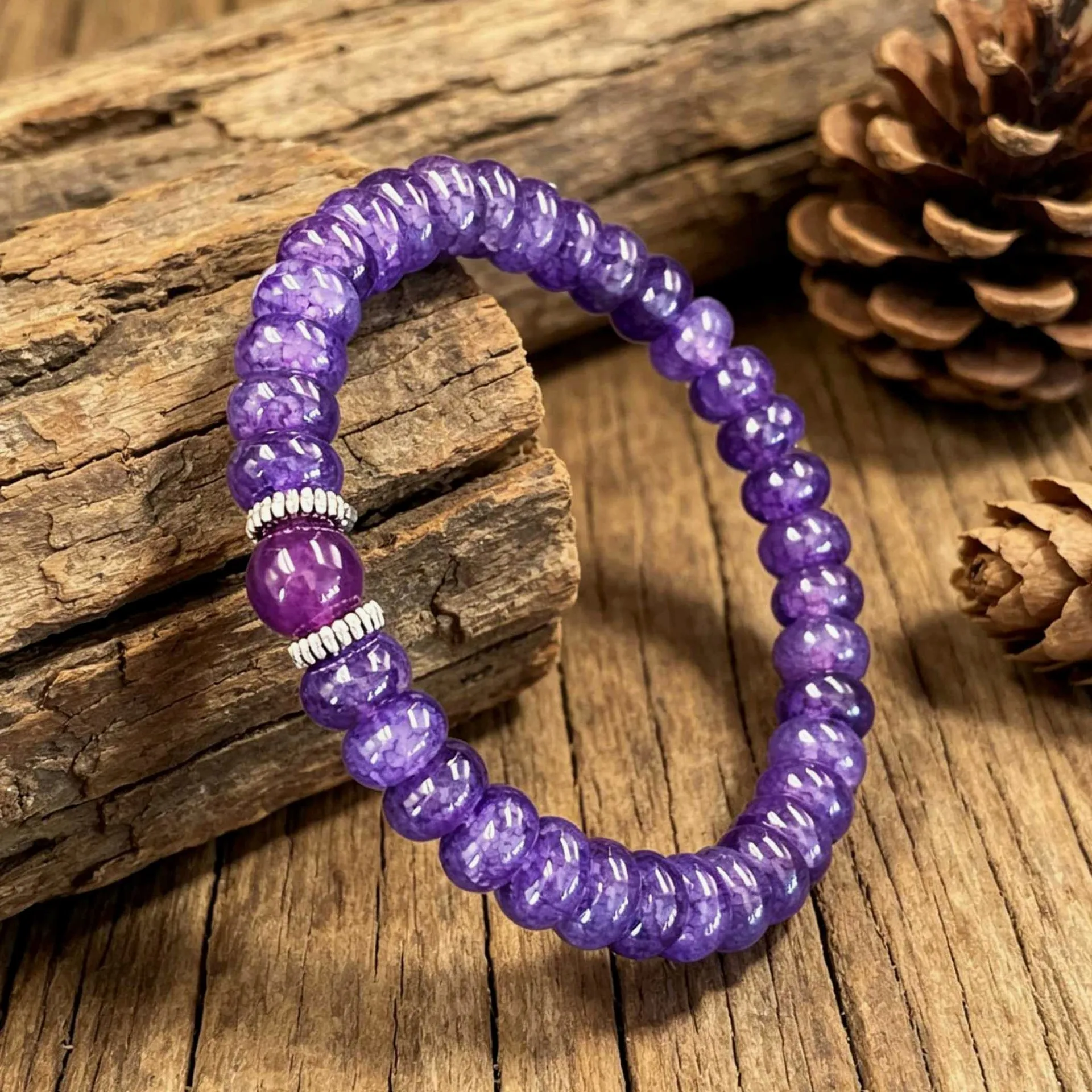 Vintage Elegant Purple Imitation Amethyst Abacus Bead Bracelet Handmade Beaded Jewelry for Women Unique Gift