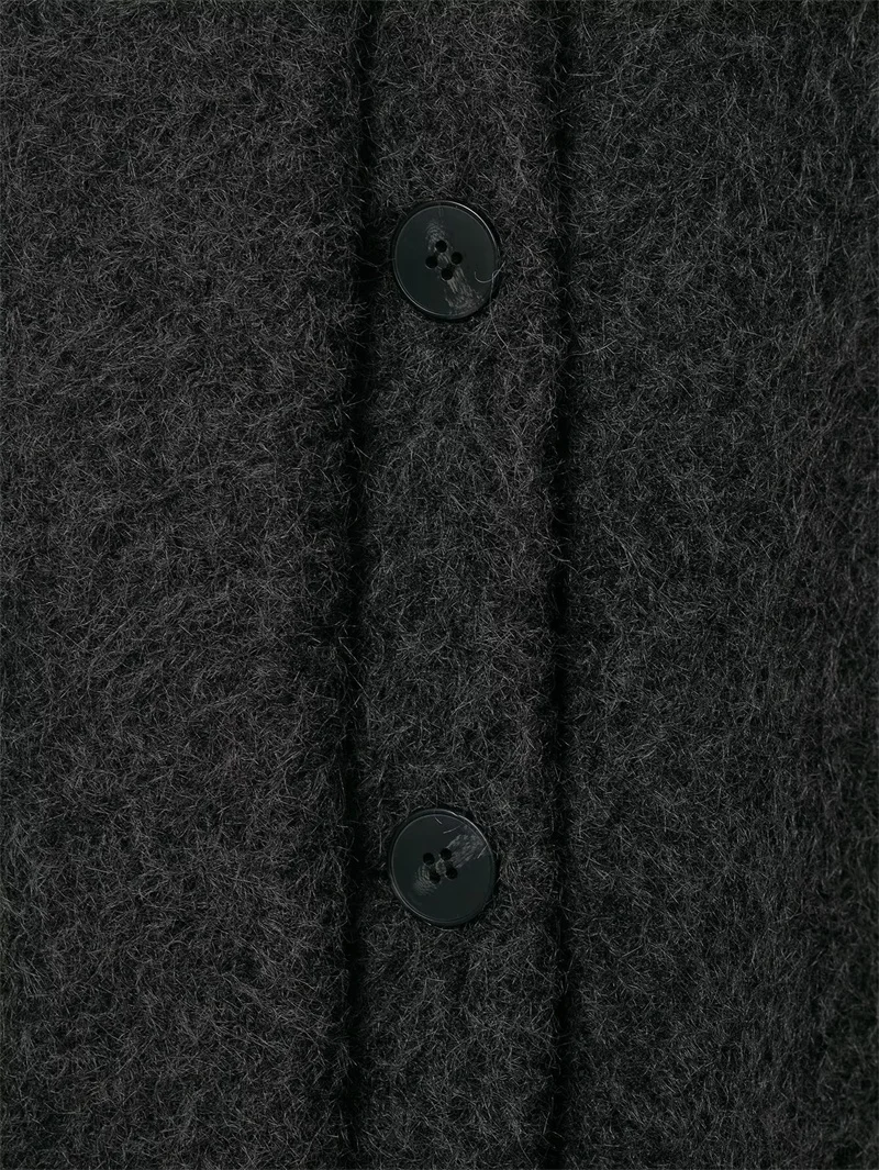 Women's Coat 2025 Winter New Style Dark Gray Long Sleeve with Scarf Decor Simple Short Coat Elegant and Fashionable