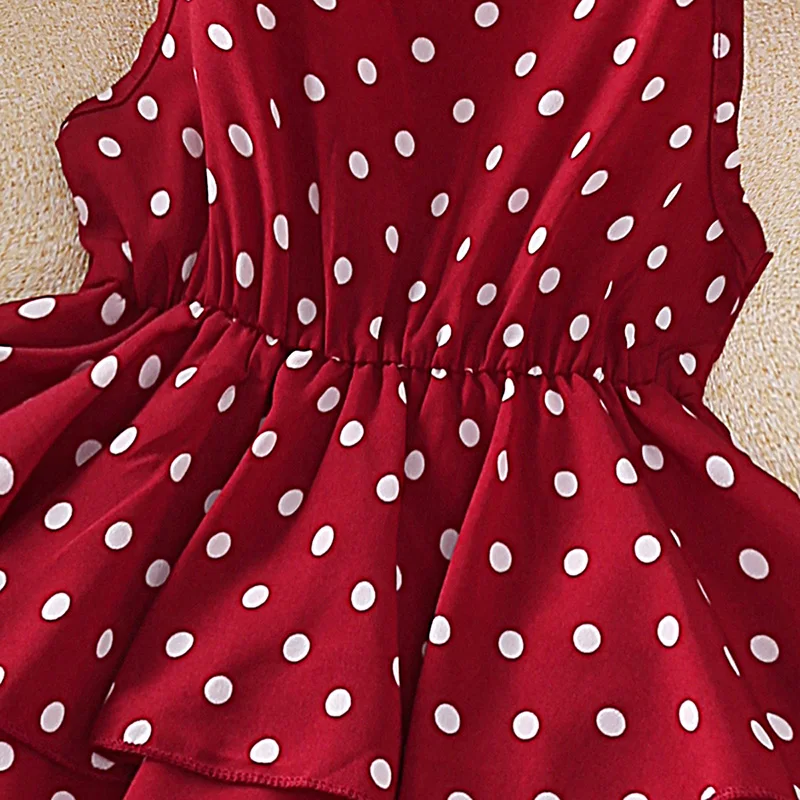 Princess Dress for Kids 4-12 Years Summer Polka Dot Cake Dress For Girls Formal Dresses Birthday Hosting Party Beach Vacation