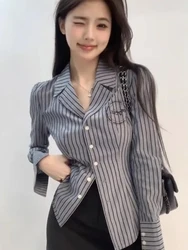 Woman Top with Designs Office Outfits Fo Wear To Work Pattern Full Long Sleeve Button Up Shirts & Blouses for Women Striped M Xl