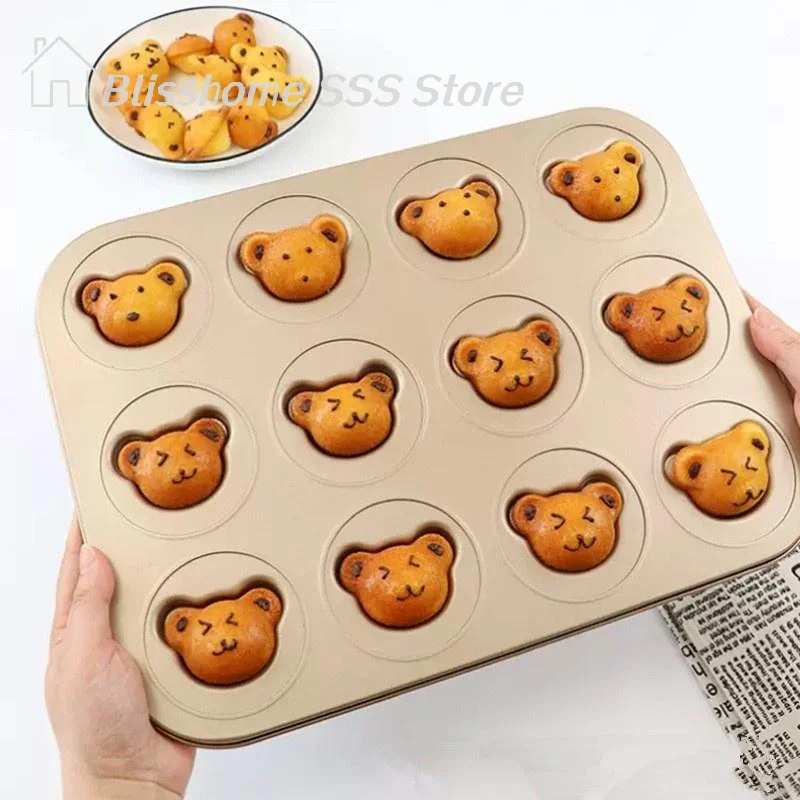 【S】4/6/9/12 Even Bear Mold Baking Mold Pan Non-stick DIY Cute Candy Cake Mold Tool Decoration Biscuit Candy Mold Baking