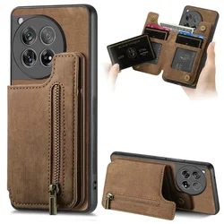 For Oneplus13 One Plus 15 12 13R Zipper Leather Case Magnet Wallet Card Back Etui Oneplus 15 Case Phone 1+ 13 One Plus 15R Funda