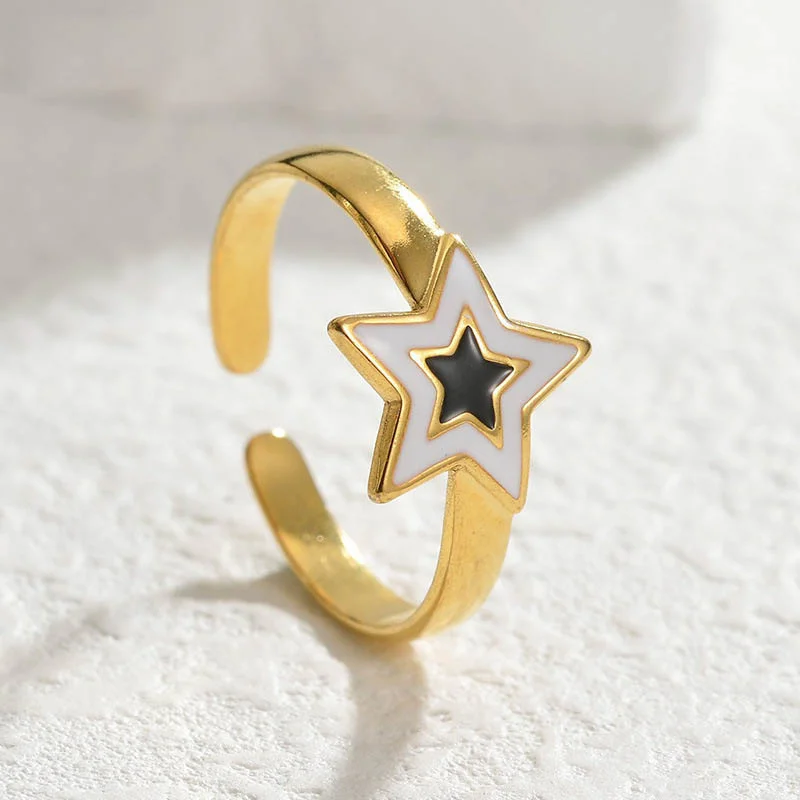 Vintage Punk Irregular Hollow Star Metal Open Rings for Women Fashion Statement Gothic Adjustable Couple Rings Y2K Wed Jewelry