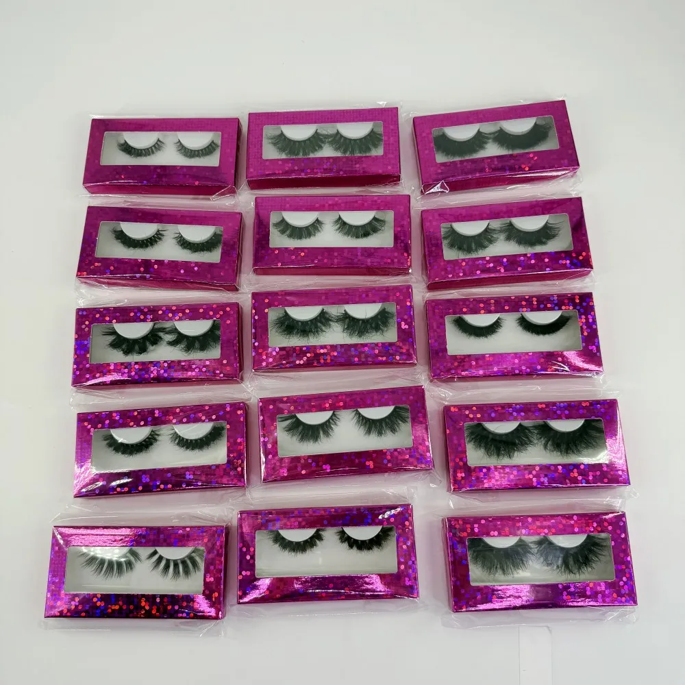 Wholesale 5d Fluffy Lashes Strip 3d Mink 25mm Lashes fluffy Mink Eyelashes free box