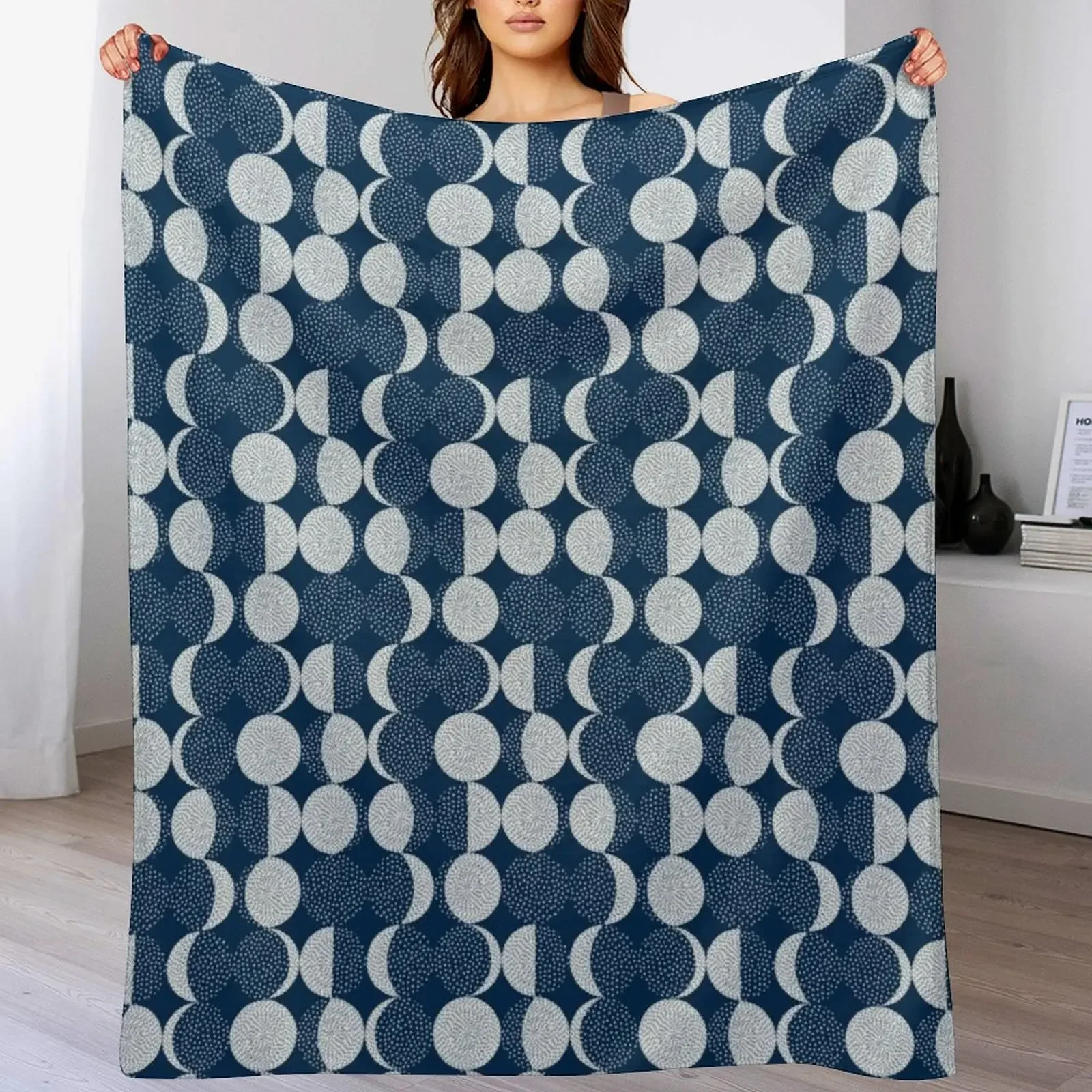 Moon Phases / repeat pattern Throw Blanket Cozy Napping Blanket Gift for Mom Dad