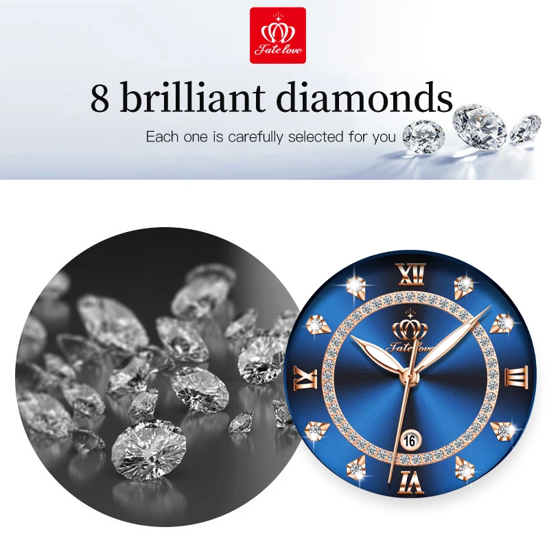 Женские кварцевые часы 5866 со стальной полосой и инкрустированными бриллиантами