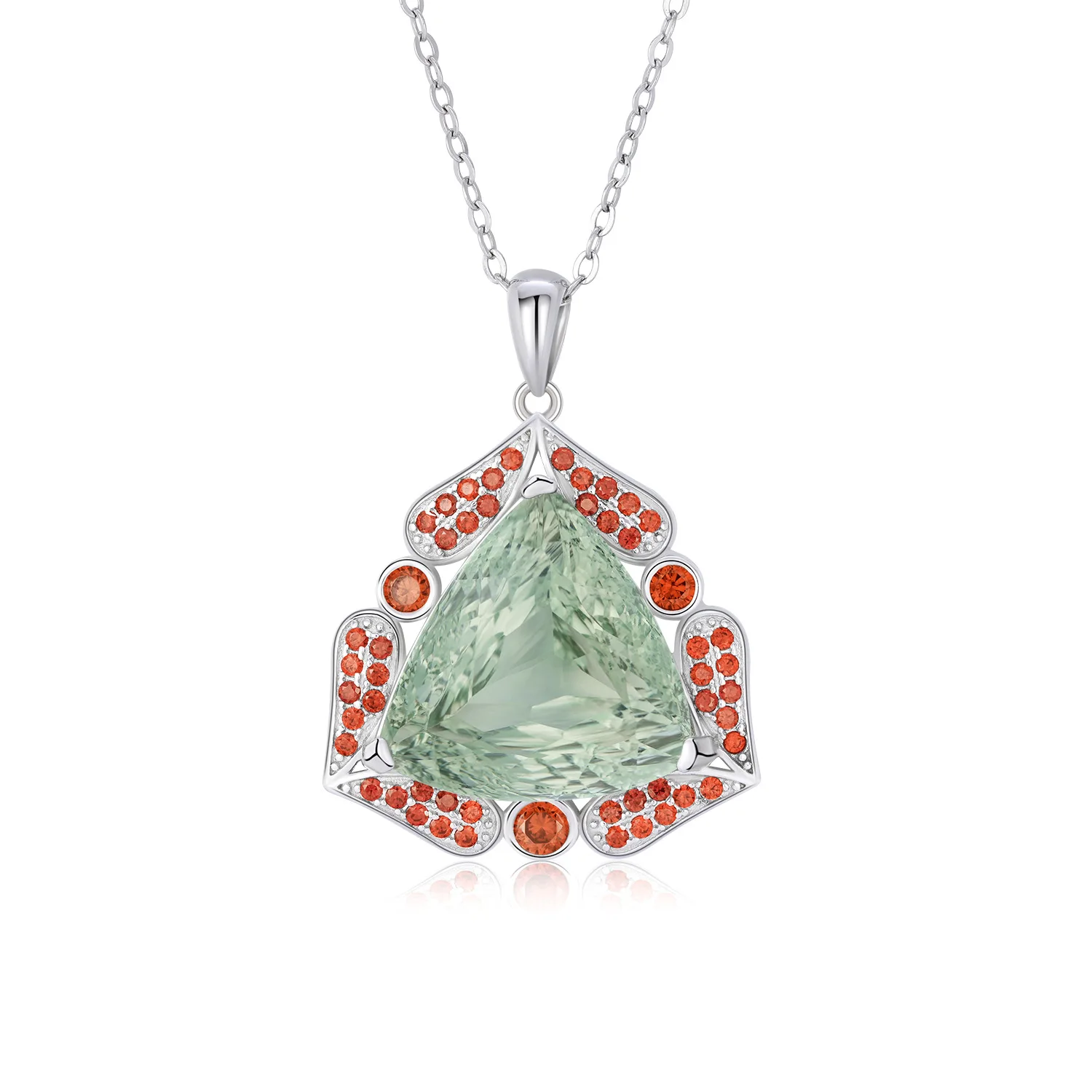 SONGYUN Natural Gemstones Jewelry Natural Triangle Green Crystal Pendant Elegant Fashion Necklace S925 Silver Choker
