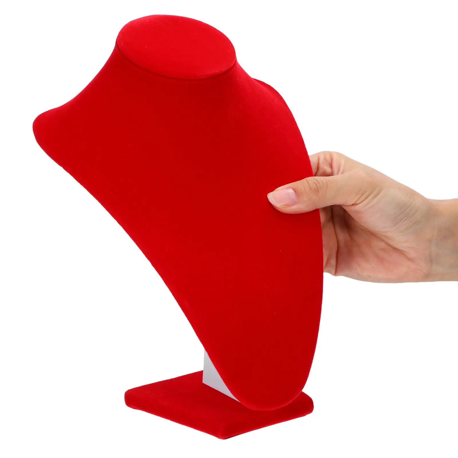 

Red Necklace Display Bust Stand for Jewelry Pendants Chains - Elegant V-Neck Mannequin Style Holder for Home Store Gallery