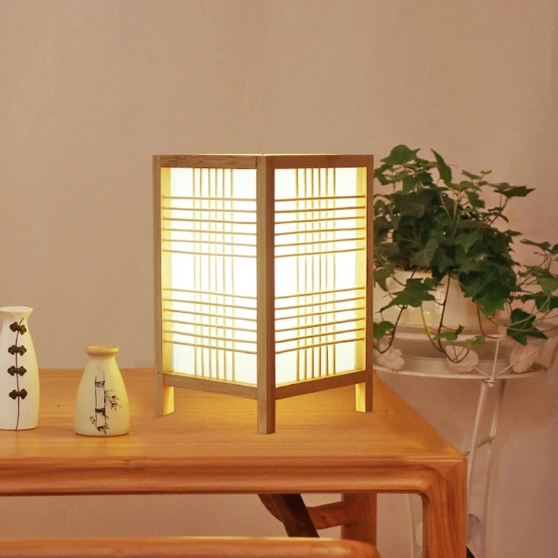 Bamboo Weaving Bamboo Handicrafts Minimalist Bedroom Study Desk Small Book Lamp bedside table desk lamp Japanese book lamp