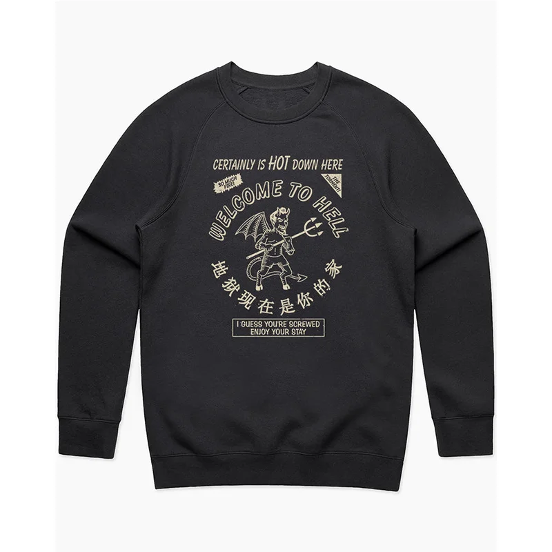 

Hell Is Now Your Home round Ne Sweatirt Vintage Street Sle Illustration Design Cotton Casual Comfortable ex Sweatirt