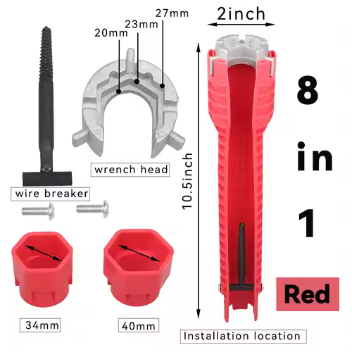 8 In 1 Flume Wrench Anti-slip Kitchen Sink Repair Tools Bathroom Faucet Assembly Key Plumbing Installation Wrench - Image 10