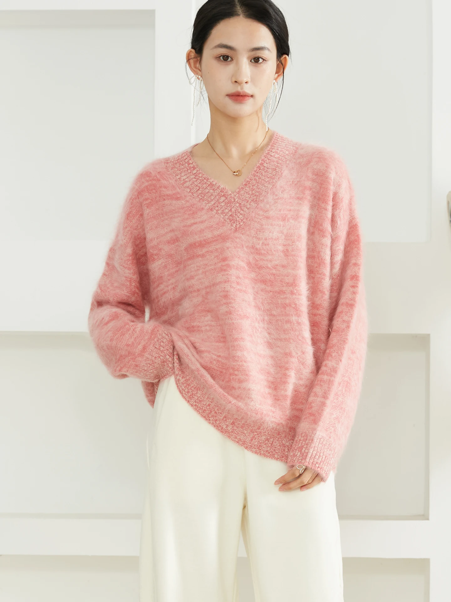 Special Offer 00% Camere V-Ne Loose Knitted Sweater Women's Lazy Sle Thiened Soft Long Sve Winter Faion