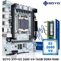 SOYO X99 placa base LGA 2011-3 Set Kit Xeon E5 2680 V4 CPU procesador 16G = 1*16G DDR4 REG ECC memoria RAM M.2 nombre para computadora