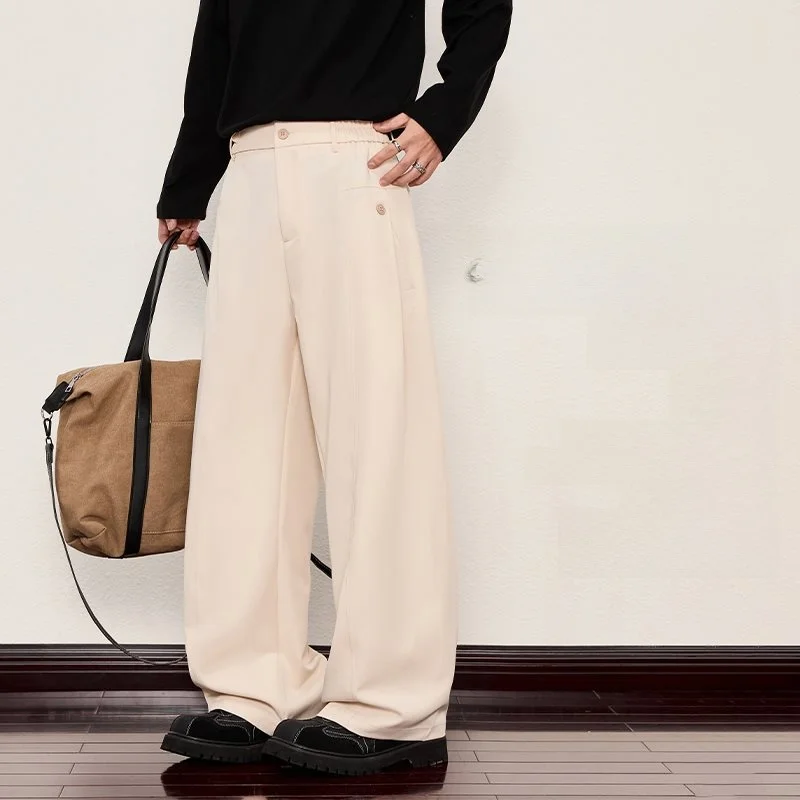 

Men's Straight Leg Casual Trousers Spring Autumn Drapey Wide Leg West Pants High End Feeling Suit Long Pants Casual Sle